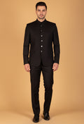 Classic Black Bandhgala Suit for Men – Formal & Wedding Wear