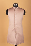 Blush Pink Mirror-Embroidered Indo-Western Sherwani for Men
