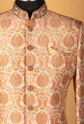 Gold & Peach Brocade Paisley Sherwani for Men – Royal Wedding & Festive Wear