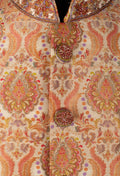 Gold & Peach Brocade Paisley Sherwani for Men – Royal Wedding & Festive Wear