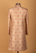 Gold & Peach Brocade Paisley Sherwani for Men – Royal Wedding & Festive Wear