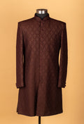 Maroon Textured Embroidered Sherwani for Men – Wedding & Festive Wear