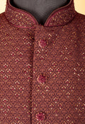 Maroon Textured Embroidered Sherwani for Men – Wedding & Festive Wear