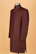 Maroon Textured Embroidered Sherwani for Men – Wedding & Festive Wear