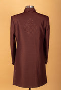 Maroon Textured Embroidered Sherwani for Men – Wedding & Festive Wear