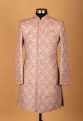 Pastel Peach Brocade Embroidered Sherwani for Men – Wedding & Engagement Wear