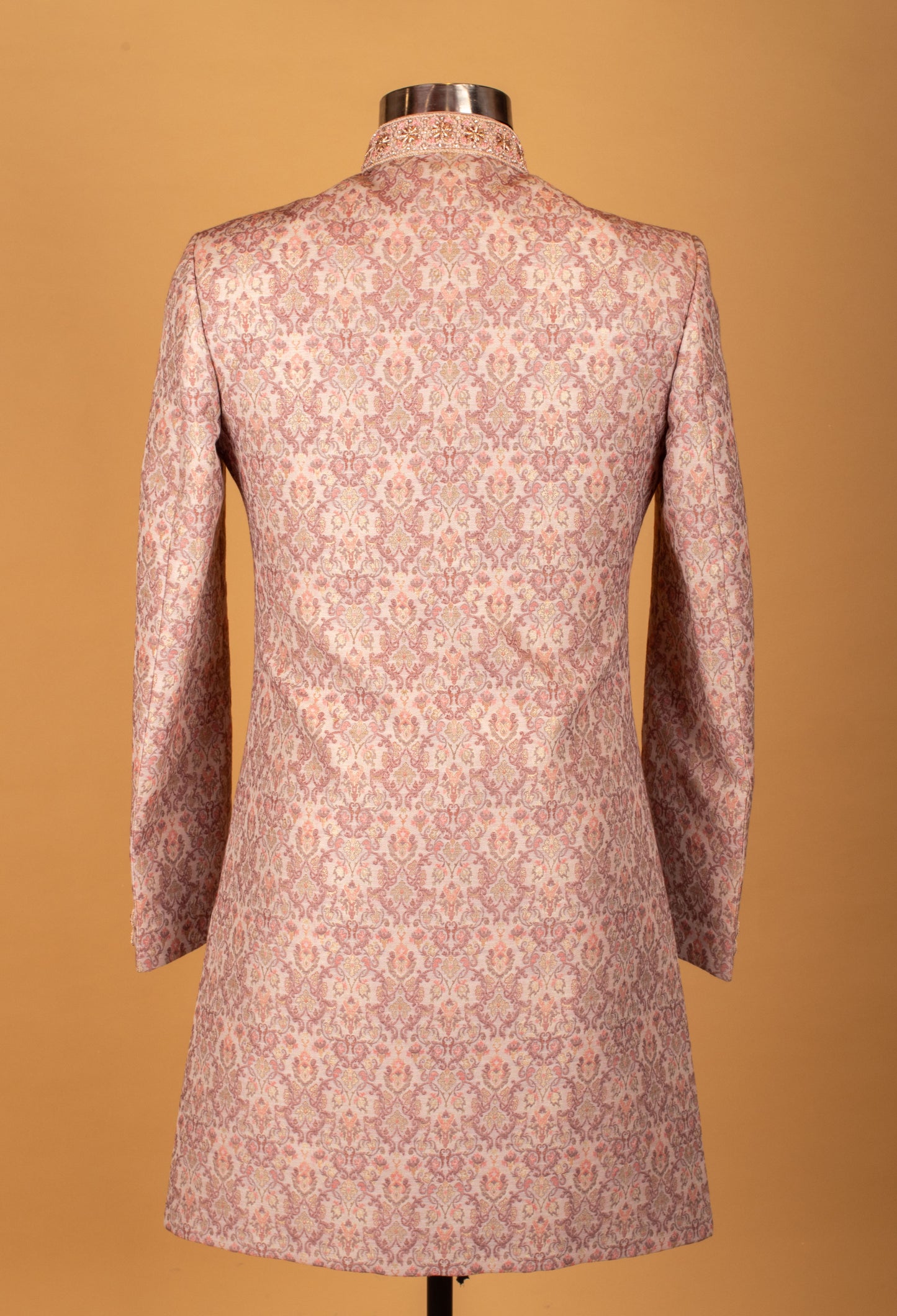 Pastel Peach Brocade Embroidered Sherwani for Men – Wedding & Engagement Wear