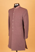 Dusty Rose Textured Embroidered Sherwani for Men – Wedding & Festive Wear