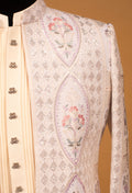Men’s Ivory Multi-Color Embroidered Bandhgala Jacket | Luxury Wedding & Festive Indo-Western Wear