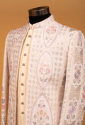 Men’s Ivory Multi-Color Embroidered Bandhgala Jacket | Luxury Wedding & Festive Indo-Western Wear