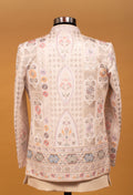Men’s Ivory Multi-Color Embroidered Bandhgala Jacket | Luxury Wedding & Festive Indo-Western Wear