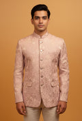 Men’s Designer Pastel Pink Embroidered Indo-Western Bandhgala | Wedding & Festive Wear Jacket