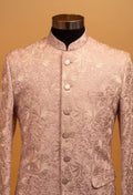 Men’s Designer Pastel Pink Embroidered Indo-Western Bandhgala | Wedding & Festive Wear Jacket