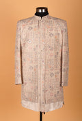 Men’s Beige Multi-Color Embroidered Indo-Western Achkan | Festive & Wedding Designer Jacket