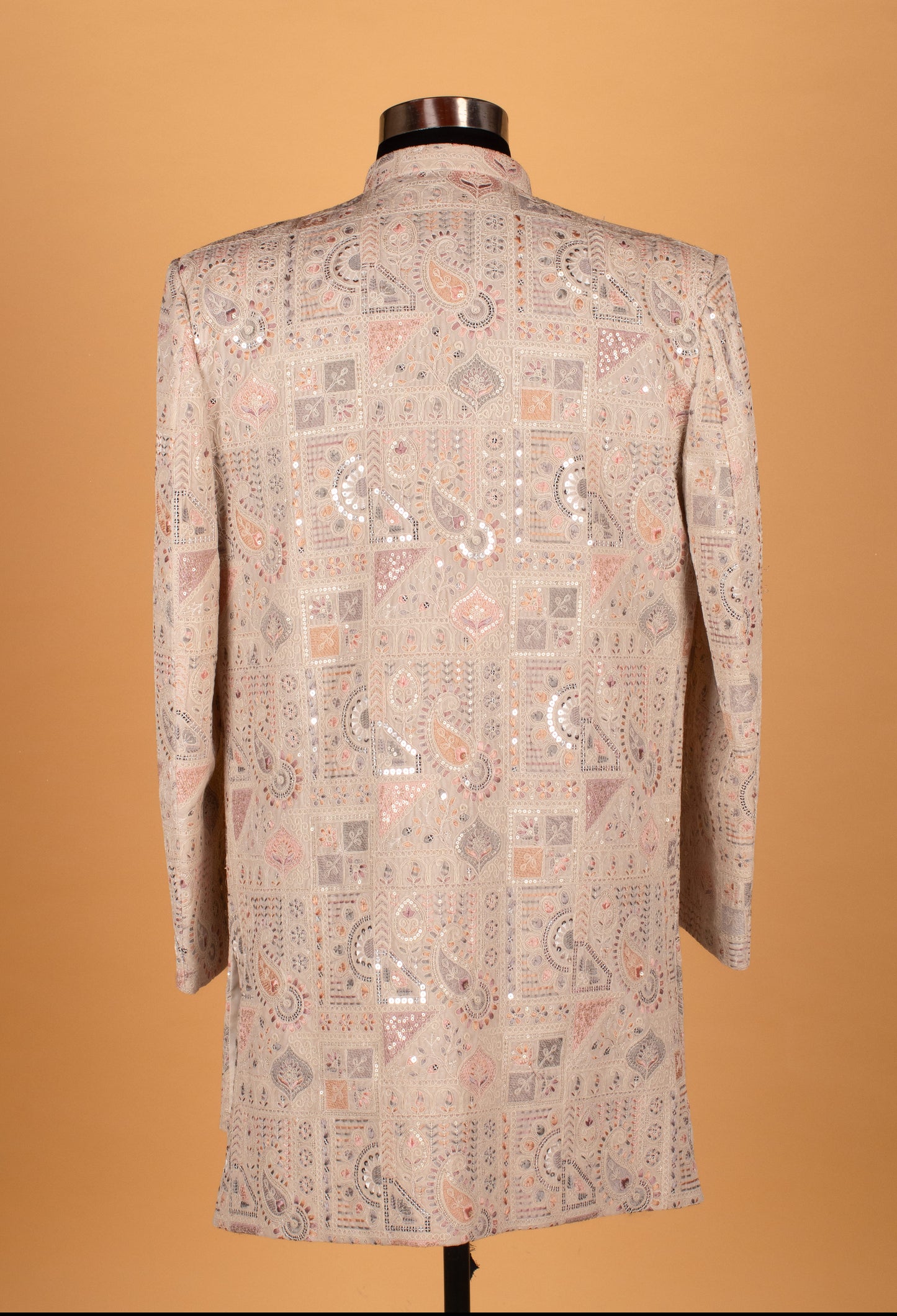 Men’s Beige Multi-Color Embroidered Indo-Western Achkan | Festive & Wedding Designer Jacket