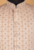 Men’s Beige Embroidered Sherwani with Intricate Thread & Sequin Work | Luxury Groom Wedding Wear