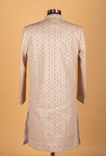 Men’s Beige Embroidered Sherwani with Intricate Thread & Sequin Work | Luxury Groom Wedding Wear