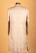Men’s Champagne Gold Embroidered Bandhgala Sherwani Jacket | Wedding & Festive Designer Wear