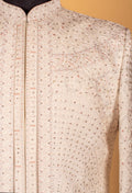 Men’s Ivory Hand-Embroidered Sherwani with Sequin & Resham Work | Luxury Groom Wedding Outfit