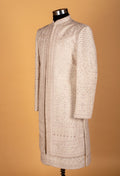 Men’s Ivory Hand-Embroidered Sherwani with Sequin & Resham Work | Luxury Groom Wedding Outfit
