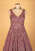 Mauve Embellished Net Gown with All-Over Sequin & Thread Work