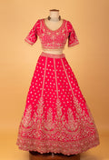 Red Bridal Embroidered Crop Top Lehenga Set with Heavy Work & Net Dupatta
