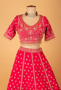 Red Bridal Embroidered Crop Top Lehenga Set with Heavy Work & Net Dupatta