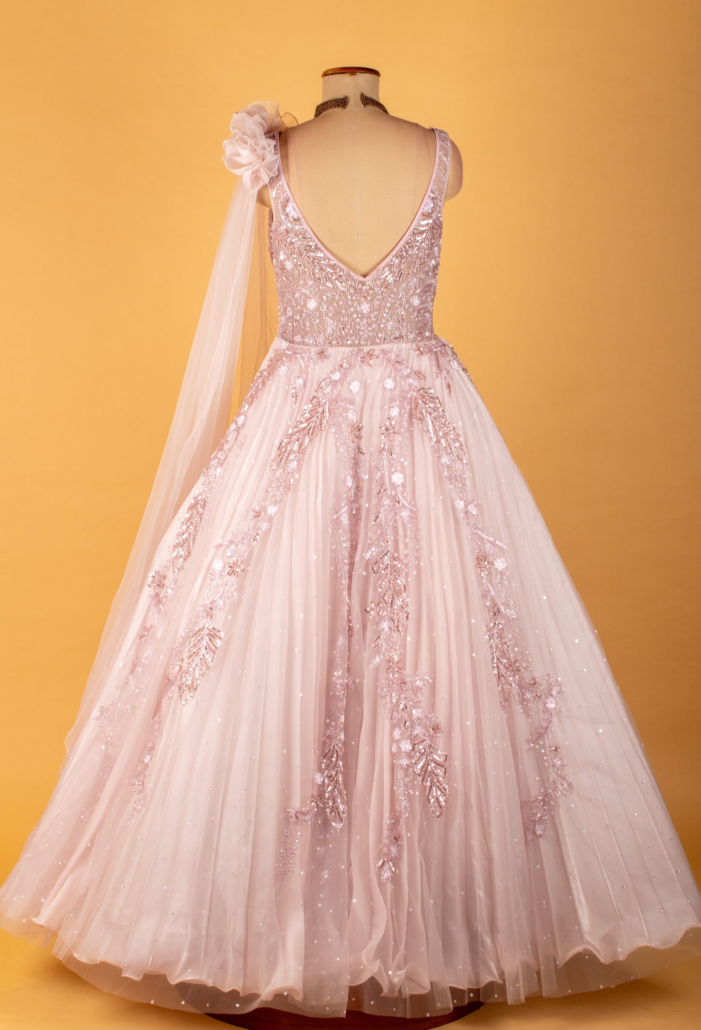 Women’s Blush Pink Embellished Ball Gown Dress | Designer Evening & Engagement Wear