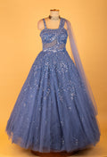 Women’s Royal Blue Embellished Ball Gown with Dupatta | Party & Reception Designer Dress