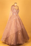 Women’s Champagne Gold Embellished Ball Gown Dress | Premium Reception & Engagement Wear