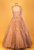 Women’s Champagne Gold Embellished Ball Gown Dress | Premium Reception & Engagement Wear