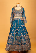 Women’s Teal Blue Heavy Embroidered Bridal Lehenga Choli with Dupatta | Wedding & Reception Designer Couture