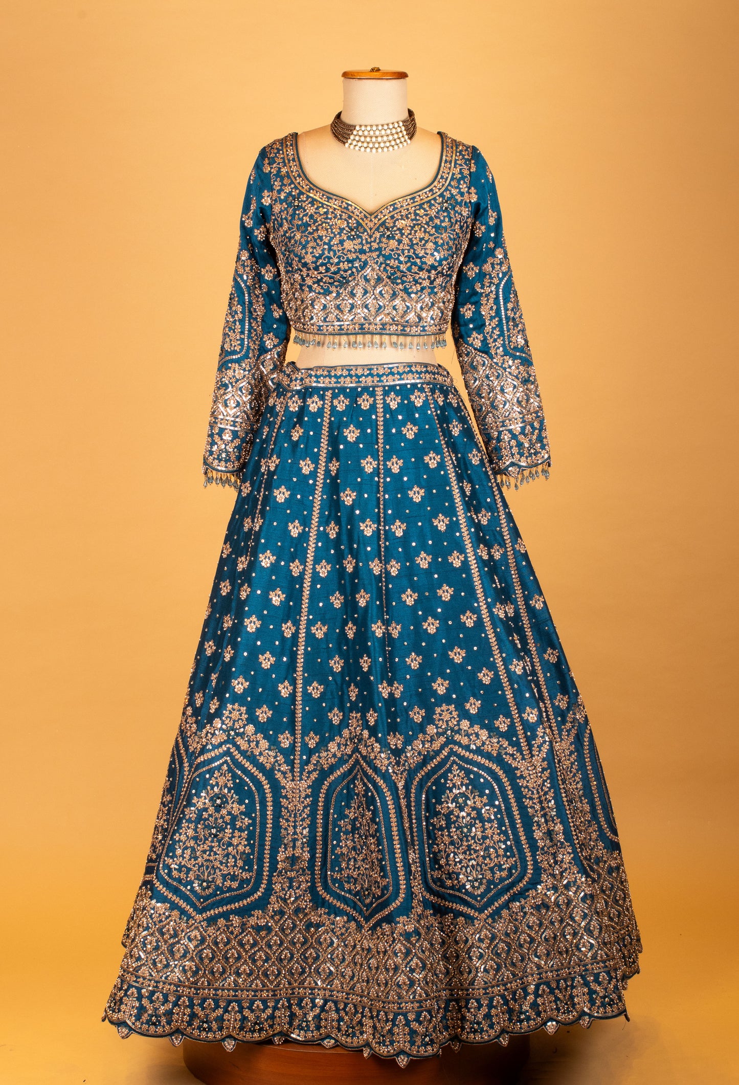Women’s Teal Blue Heavy Embroidered Bridal Lehenga Choli with Dupatta | Wedding & Reception Designer Couture