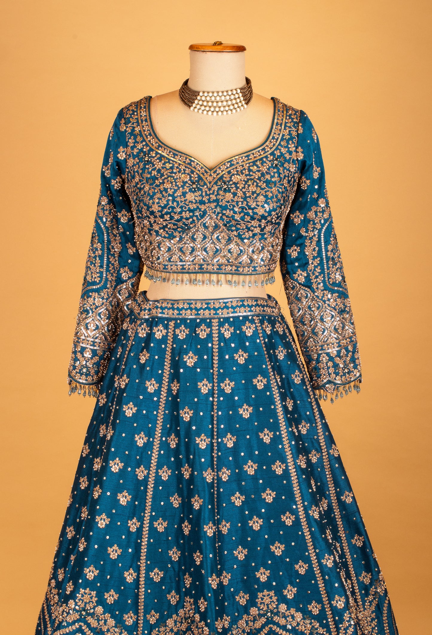 Women’s Teal Blue Heavy Embroidered Bridal Lehenga Choli with Dupatta | Wedding & Reception Designer Couture