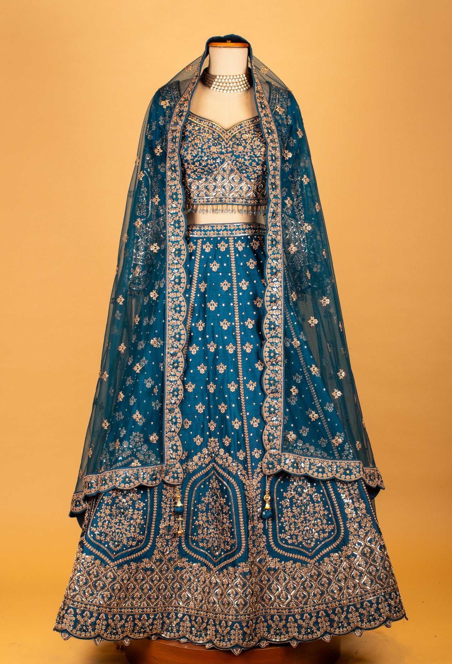 Women’s Teal Blue Heavy Embroidered Bridal Lehenga Choli with Dupatta | Wedding & Reception Designer Couture