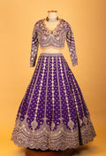 Royal Purple | Royal purple heavy embroidered bridal lehenga with full-sleeve blouse – product image 2 | 2