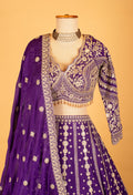Royal Purple | Royal purple heavy embroidered bridal lehenga with full-sleeve blouse – product image 5 | 5