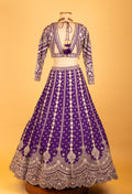 Women’s Royal Purple Heavy Embroidered Bridal Lehenga Choli with Dupatta | Wedding & Reception Designer Wear