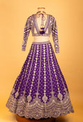 Royal Purple | Royal purple heavy embroidered bridal lehenga with full-sleeve blouse – product image 7 | 7