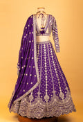 Royal Purple | Royal purple heavy embroidered bridal lehenga with full-sleeve blouse – product image 8 | 8
