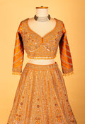 Women’s Orange Heavy Bridal Embroidered Lehenga Choli with Dupatta | Wedding & Festive Designer Wear