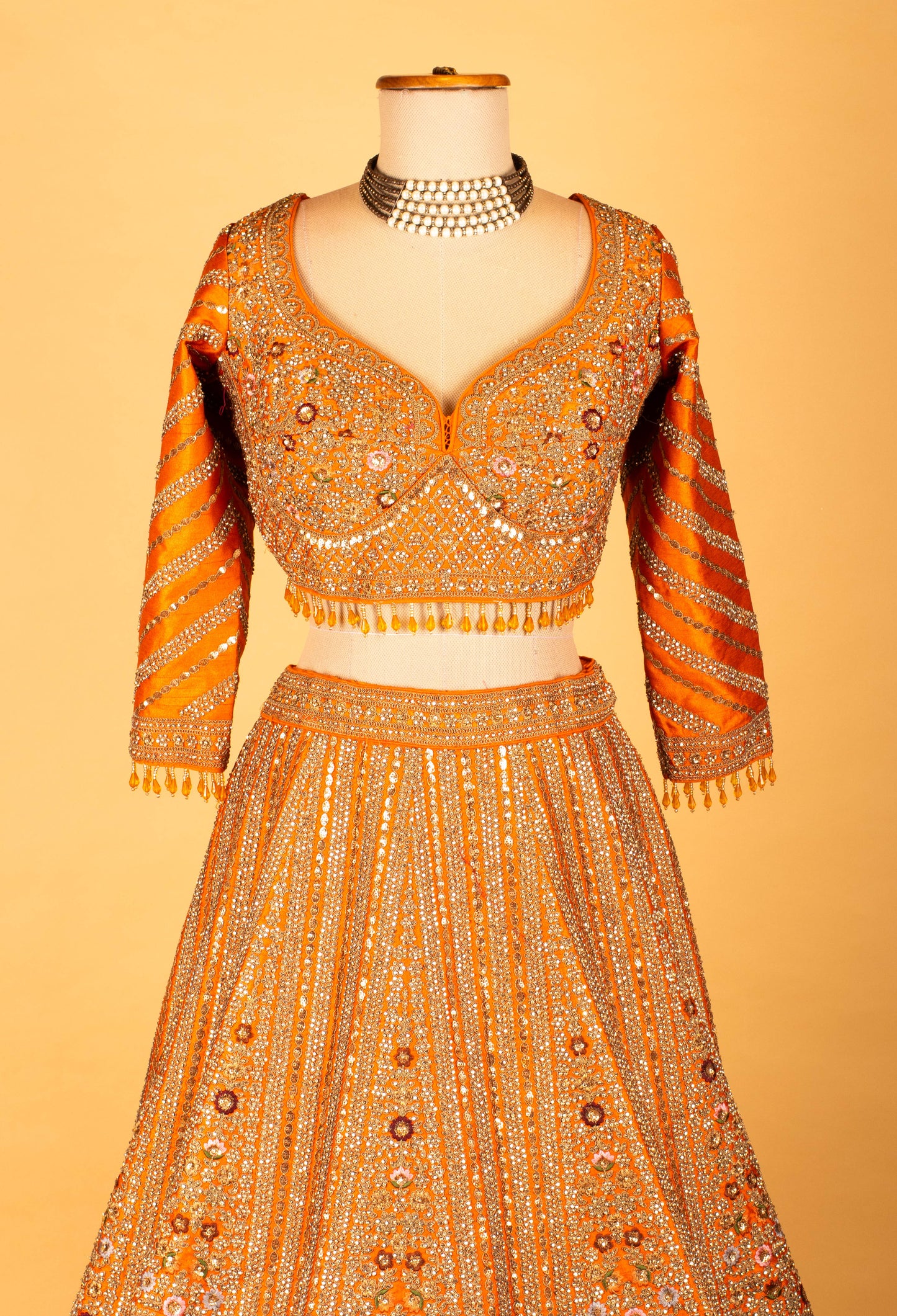 Women’s Orange Heavy Bridal Embroidered Lehenga Choli with Dupatta | Wedding & Festive Designer Wear