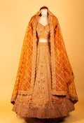 Women’s Orange Heavy Bridal Embroidered Lehenga Choli with Dupatta | Wedding & Festive Designer Wear