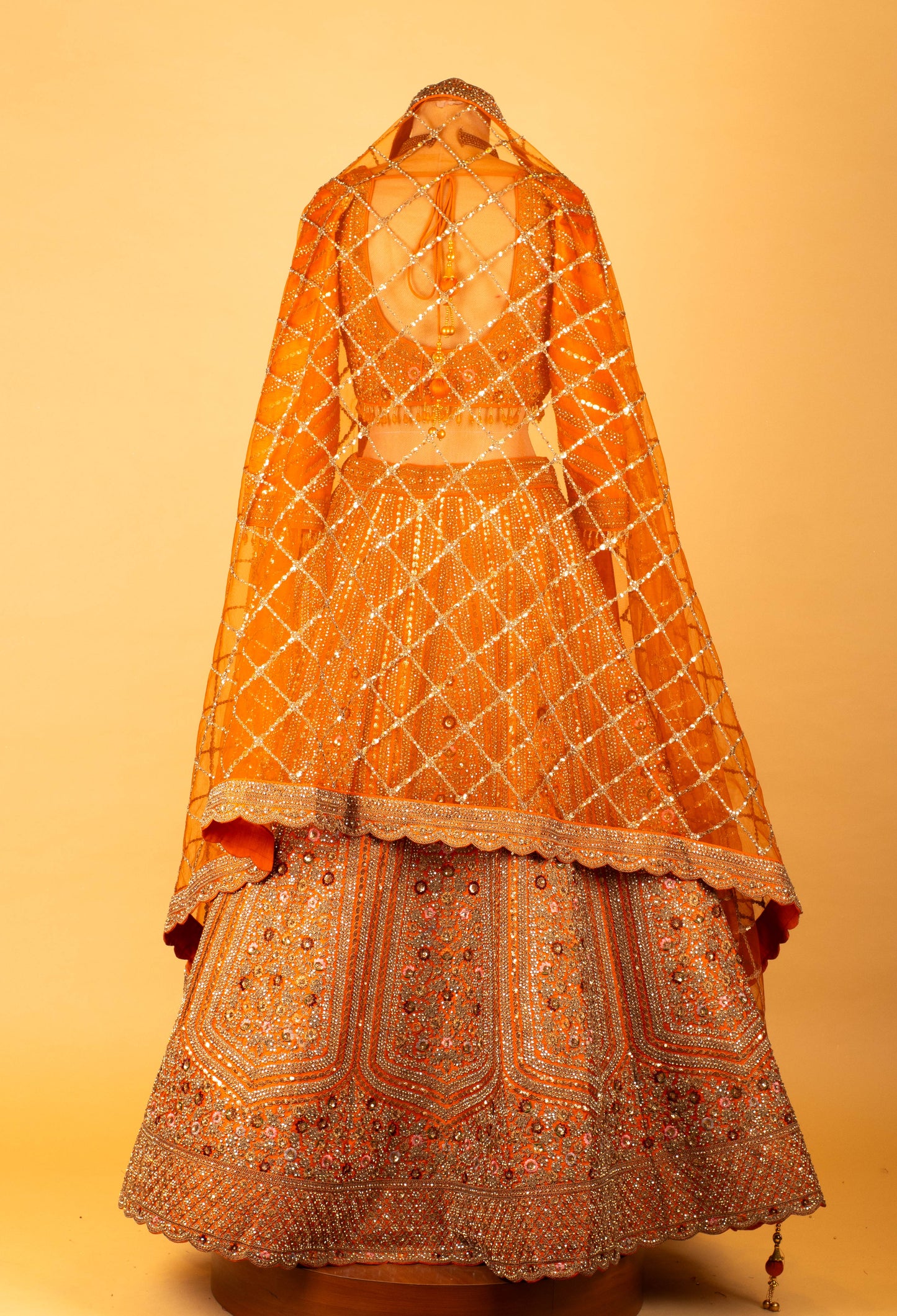 Women’s Orange Heavy Bridal Embroidered Lehenga Choli with Dupatta | Wedding & Festive Designer Wear
