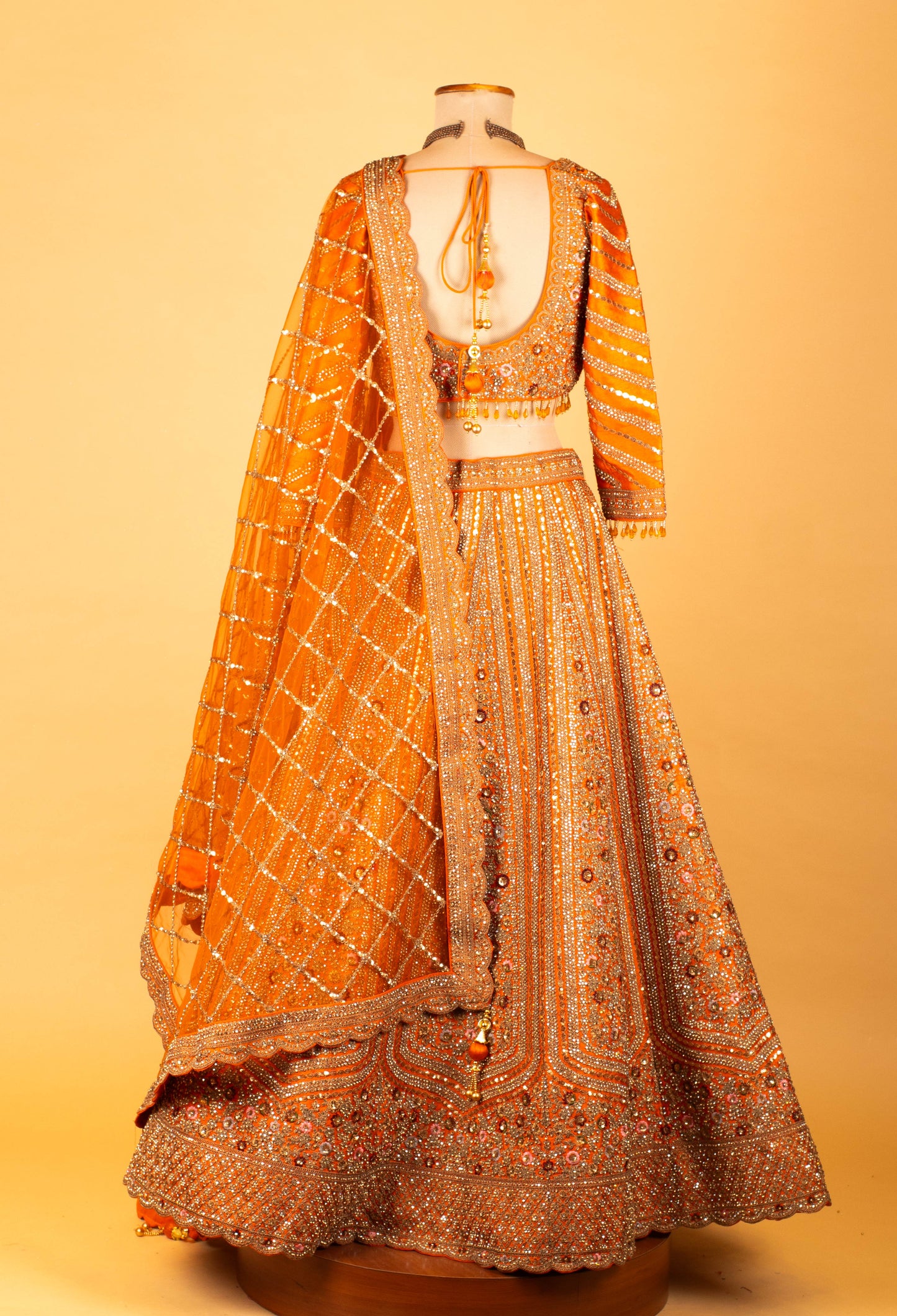 Women’s Orange Heavy Bridal Embroidered Lehenga Choli with Dupatta | Wedding & Festive Designer Wear