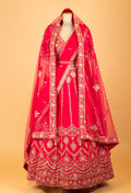 Women’s Red Heavy Bridal Embroidered Lehenga Choli with Dupatta | Premium Wedding Couture