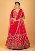 Women’s Red Heavy Bridal Embroidered Lehenga Choli with Dupatta | Premium Wedding Couture