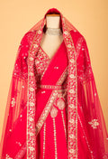 Women’s Red Heavy Bridal Embroidered Lehenga Choli with Dupatta | Premium Wedding Couture