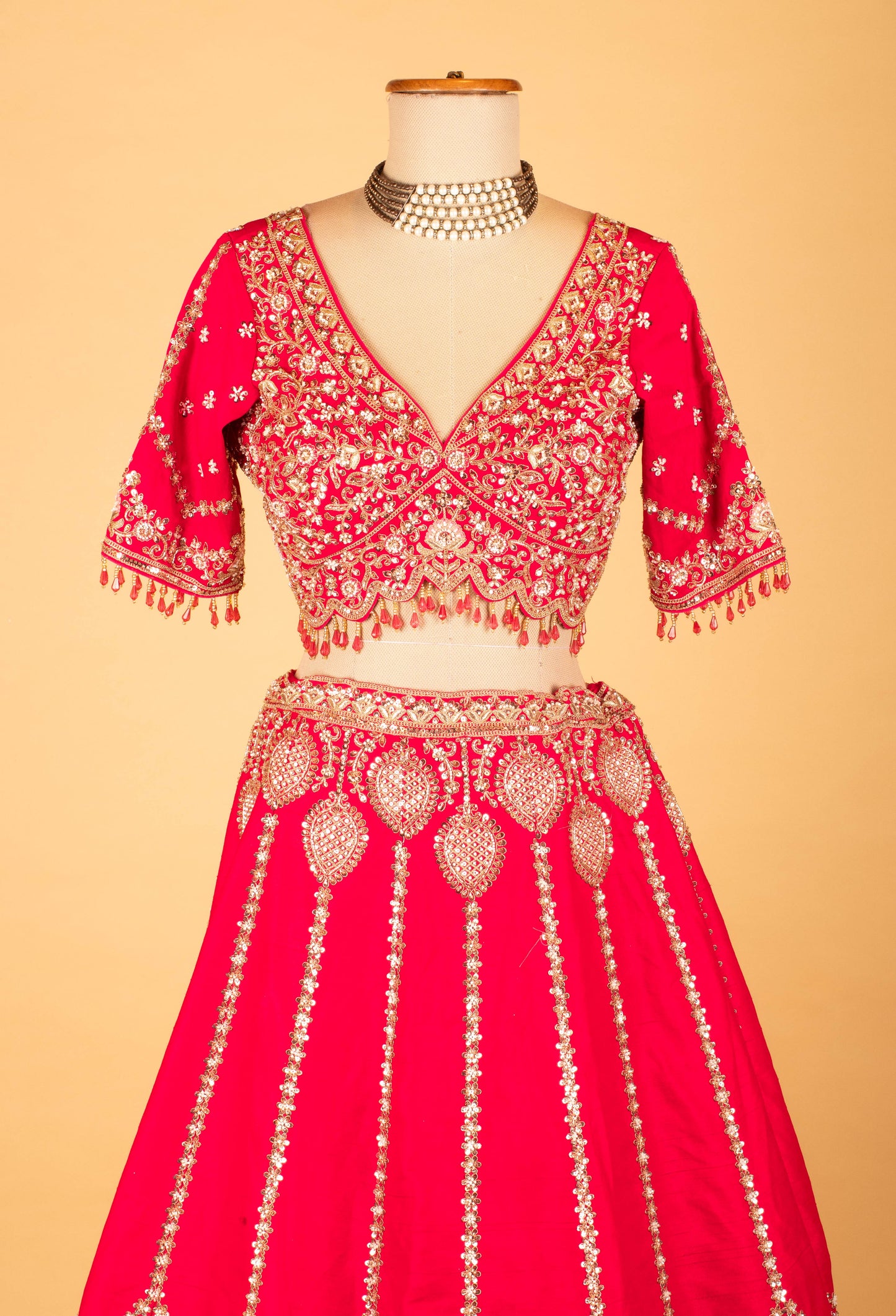 Women’s Red Heavy Bridal Embroidered Lehenga Choli with Dupatta | Premium Wedding Couture