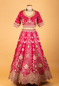 Women’s Rani Pink Heavy Zari Embroidered Bridal Lehenga Choli with Dupatta | Premium Wedding & Designer Bridal Wear